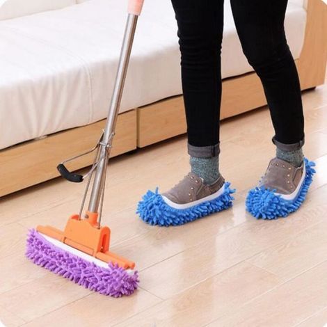 1 paire Chausson éponge, Polyester, 21x11cm, Nettoyage sol, Cuisine, Adulte (1/3)