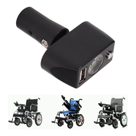 Lumière LED pour fauteuil roulant électrique – Tête XLR 3 broches – Charge USB – Angle réglable pour visibilité nocturne