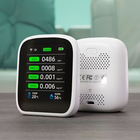Testeur de qualité de l'air portable Tuya Wifi, 8 en 1 PM1.0 PM2.5 PM10 CO2 TVOC HCHO, testeur de température et d'humidité, écran couleur LCD, détecteur de dioxyde de carbone, avec affichage d (1/5)