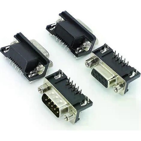 Für 2-10 Stück DB9 Buchse/Stecker Leiterplattenmontage D-Sub 9-poliger Leiterplattenstecker RS232 Stecker 90-Grad gebogener Nadel DR9-JXLGV (1/4)