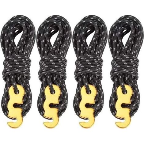 Cordes Réfléchissantes Tente Lot de 4 4m Nylon avec Tendeur Aluminium, Camping Randonnée (1/5)