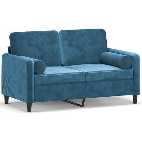 Canapé 2 places,Sofa pour Salon,Banquette avec oreillers décoratifs bleu 120 cm velours CFW109250