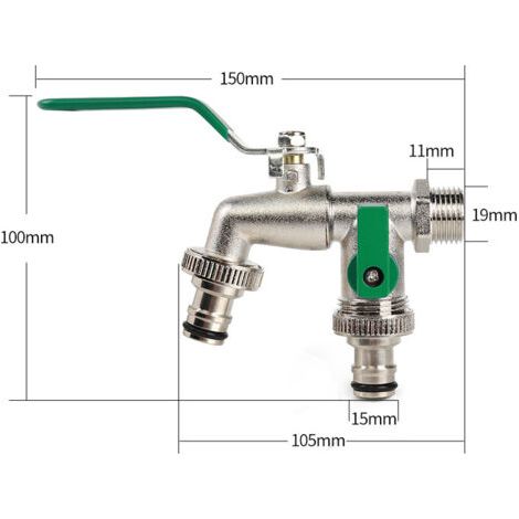 Robinet de Jardin Double Sortie , Robinet Extérieur Laiton, Premium Robinet Jardin avec Double Raccord, Convient pour Jardin, Ménage et Industrie (1/5)