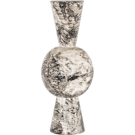 Vase décoratif design noir et blanc à motif artistique sculptural - Noir et blanc effet marbre (1/3)