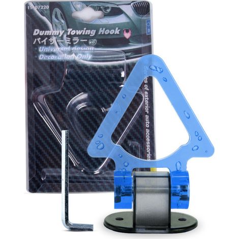 Car modification accessories, no-drill triangular tow hook, acrylic racing car adhesive decorative tow ring - blue