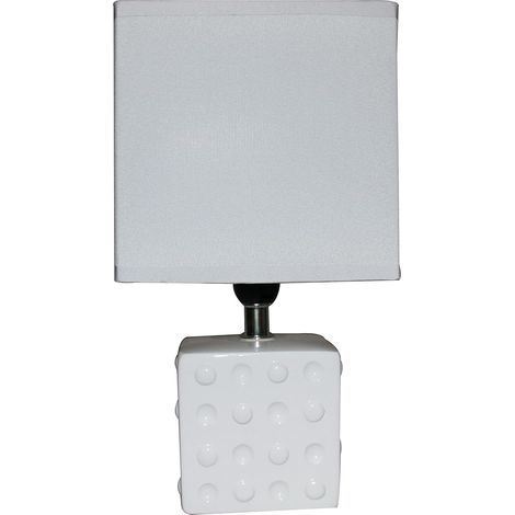 King Home WEISSE TISCHLAMPE Keramik quadratischer Sockel 14x11x26h cm (1/4)