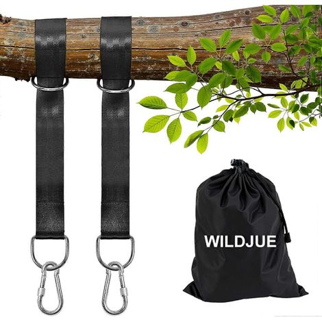 Kit de sangles de suspension pour balançoire d'arbre, supporte jusqu'à 907 kg (2000 lb), sangles extra longues de 1,5 m (5 pi) avec mousquetons à verrouillage sécurisé. Idéal pour balançoires d'arbre (1/5)