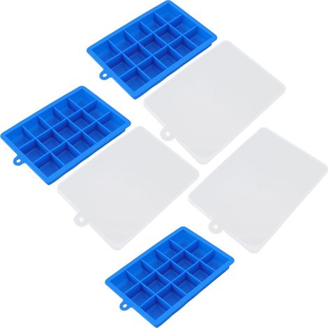 3 Pièces Moules à Glaçons en Silicone Empilables, 15 Cases avec Couvercle Amovible Lavable au Lave-vaisselle pour Bar Maison Bleu (1/5)