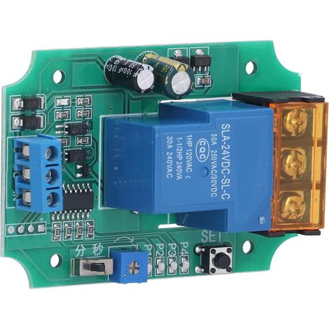 24V Relay Module, Adjustable Plastic Control Board, 30A AC/DC Load Control, 0s to 100min Delay, 4 Modes with Memory, for Panel Timer Switching (1/5)
