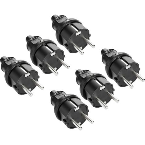 ABSINA Schutzkontaktstecker, schwarz, 6 Stück (1/5)