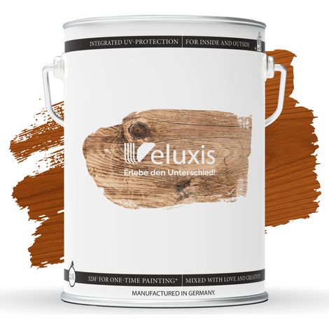 Holzlasur Holzlasur außen – Holzschutzlasur Eiche, 2,5L, seidenglänzend, lösemittelfrei, UV-stabil, wetterfest, Made in Germany – Veluxis