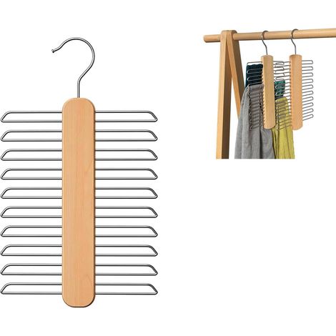 Porte-Cravates en Bois avec 20 Crochets, 360° Rotatif – Organisateur de Cravates, Ceintures, Écharpes et Accessoires – Cintre Rangement Pratique pour Penderie et Placard (1/5)
