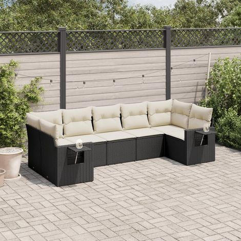 Set Divani da Giardino con Cuscini 7pz Nero Polyrattan vidaXL (1/3)
