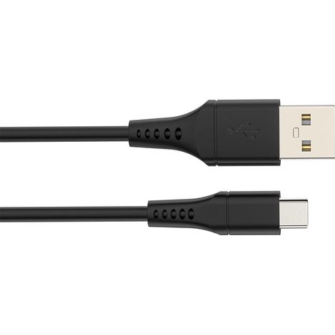 HQ-Power USB Lade- und Datenkabel, USB 2.0, USB-A zu USB-C, 480 Mbps, vernickelt, TPE-Kabel, geeignet für Laptops, Tablets, Smartphones mit einer Leistung von 60 W, schwarz, 1 m (1/2)