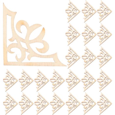 Lot de 50 incrustations d'angle sculptées en bois massif, non peintes, pour meubles et décoration intérieure.-50pcs (1/3)