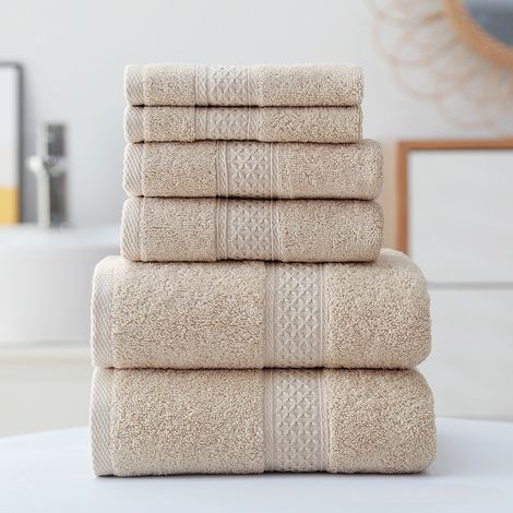 Ultraweiches und hochsaugfähiges Handtuchset aus reiner Baumwolle, 3-teilig, bestehend aus 1 Badetuch, 1 Handtuch und 1 Waschlappen für das Badezimmer zu Hause. (1/5)