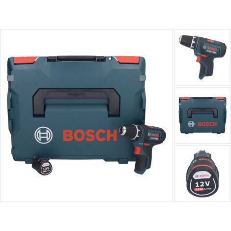 Bosch Professional – Perceuse-visseuse sans fil 12V 30Nm avec 1 batterie 2.0Ah – Design compact pour perçage bois 19mm et acier 10mm – Coffret L-Boxx - 12V-15 (1/5)