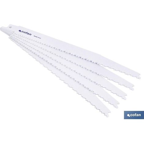 Hoja de sierra de sable bimetal 180 mm, 11-5 TPI, pack de 5 unidades para madera (1/4)