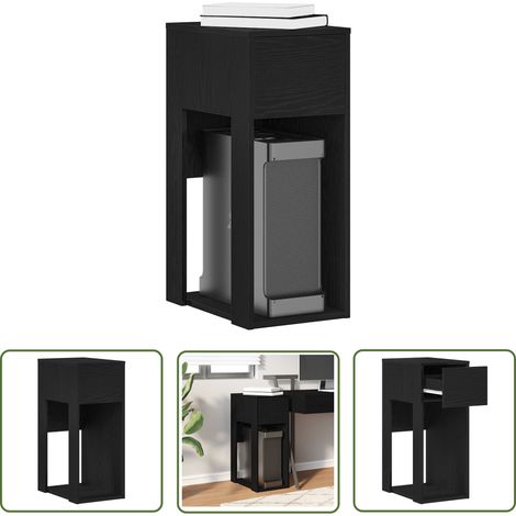 vidaXL Support de tour d'ordinateur avec tiroir noir 30x44x74 cm (1/5)