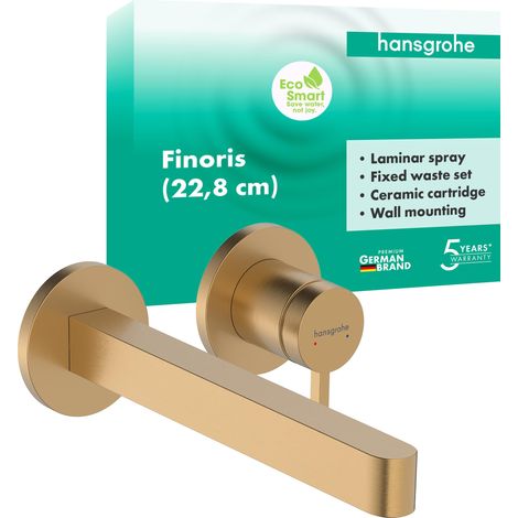 Mitigeur lavabo encastré avec garniture de vidage, Robinet de salle de bain avec longueur sous bec 22,8 cm, max. 5l/min, Bronze brossé, 76050140 (1/5)