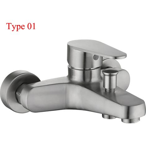 (Type 01) Robinet de douche/baignoire en acier inoxydable 304, mitigeur eau chaude/eau froide, ensemble de robinetterie de douche/baignoire (1/5)