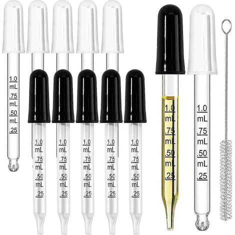 Lot de 10 pipettes compte-gouttes avec embout en caoutchouc, pipettes de précision (1/5)