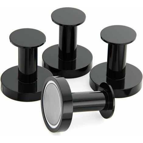 Magnetic wall hooks, 29 kg – 4 black neodymium hooks – For furniture, doors and refrigerators – Tool-free installation (1/5)