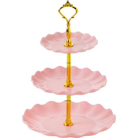 4 présentoirs à gâteaux en plastique blanc, 3 niveaux, pour cupcakes, biscuits et desserts, idéal mariage, baby shower et goûter (1/5)