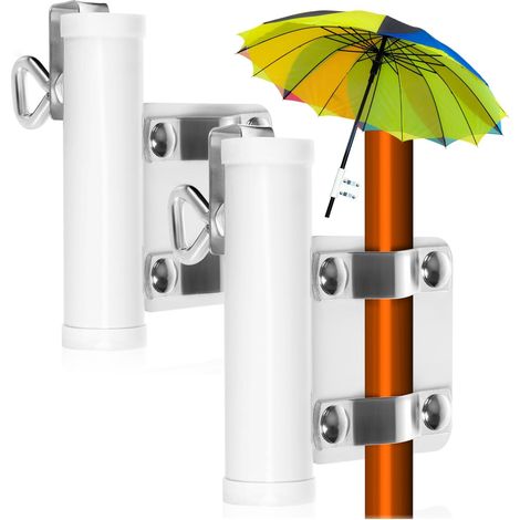 supports de parasol pour balustrade de balcon - support de parasol pour balcon - pied de parasol - support de parasol jusqu'à 28 mm de diamètre, épaisseur de panneau jusqu'à 30 mm (2 pièces - poignée 