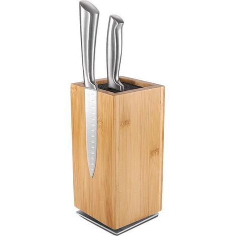 Porte-couteaux en bois - Support à couteaux - Étagère de rangement - Magnétique - 11 x 11 x 24,6 cm - Nanmu - Couleur bois naturel (1/5)