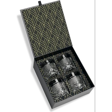 Crystal Whisky Glasses (280ml) - for Whiskey, Bourbon and Cocktails Tasting - Gold Gift Box (1/5)