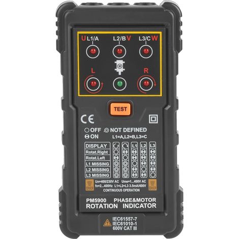 PEAKMETER PM5900 Testeur de sens de rotation triphasé portable pour moteur électrique (1/5)