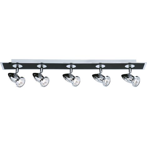Searchlight Comet - Barre de projecteur de plafond réglable à 5 ampoules, chrome, noir mat, GU10 (1/3)