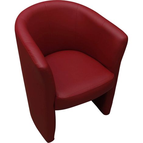 Dmora Poltrona con rivestimento in ecopelle, colore rosso, cm 65 x 78 x 60, con imballo rinforzato
