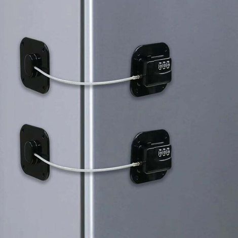 Noir Lot de 2 Serrure Frigo avec Code, Cadenas Frigo pour Enfants, Adhésive Verrou de Réfrigérateur à Combinaison, Securite Bloque pour Porte Frigo Fenêtre Placards Armoires (1/4)