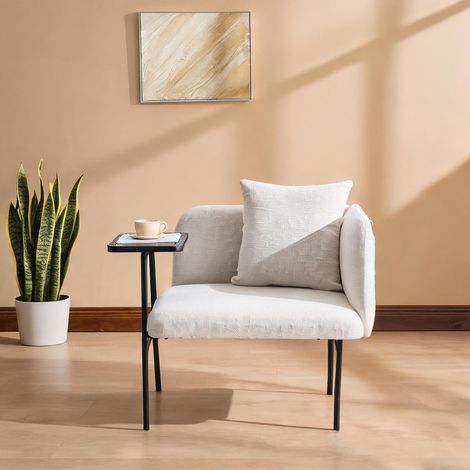 Fauteuil beige en chenille 28,4 x 33,9 x 27,9 cm (1/5)
