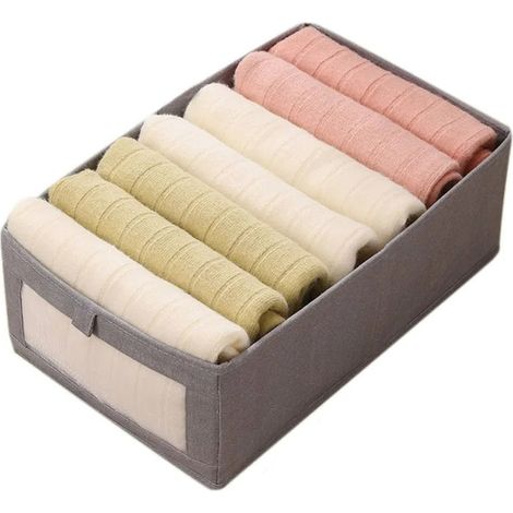 Caja almacenaje plegable algodón y lino – Organizador rectangular minimalista para ropa y armario (1/5)