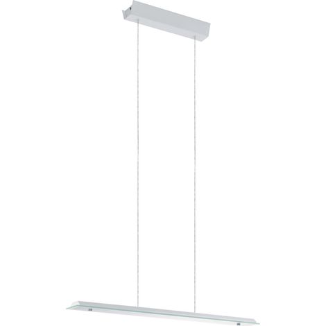 Suspension lampe suspendue suspension lampe suspension lampe de salle à manger lampe de salon, 2 ampoules, acier verre blanc satiné, LED 9W 1600Lm blanc chaud, LxH 67x110cm (1/3)