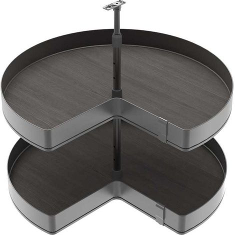 Emuca Jeux de plateaux tournants Harmony 3/4, Module largeur 800mm, Hauteur réglable, Acier et Bois, Gris anthracite - talla
