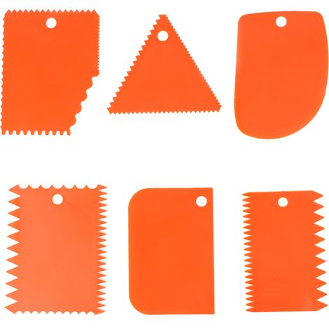 Set di 6 raschietti in plastica arancione, resistenti, indeformabili e antiusura, ideali per lavori di scultura e artigianato fai-da-te. (1/5)