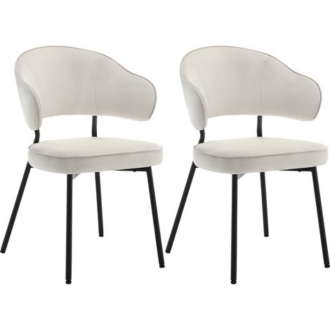 WOLTU Set Of 2 Dining Chairs Velvet Seat Metal Legs Kitchen Lounge Living Room Chair Home Cream (1/5)