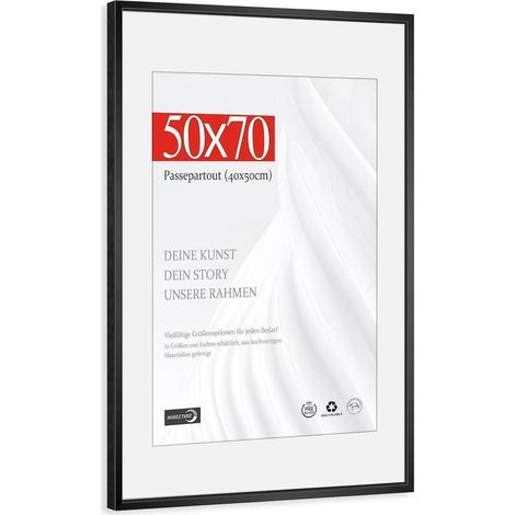 Bilderrahmen 50x70 Passepartout 40x50 Alu Schwarz 50x70cm 1x (1/5)