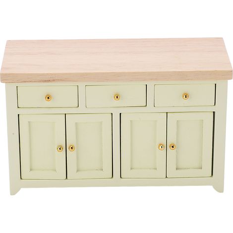 Armoire miniature 1:12 pour maison de poupée, meuble de salon en bouleau, couleur crème, rangement pour poupées (1/5)