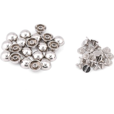 20pcs Rivets à Champignon Boutons à Vis pour Décoration Ceinture Sac Chaussures en Cuir (Argent) (1/5)