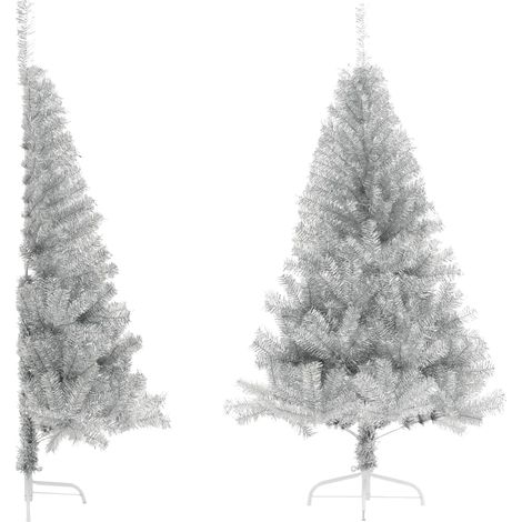 Árbol de Navidad medio - Medio árbol de Navidad artificial con soporte PET plata 180 cm (1/5)