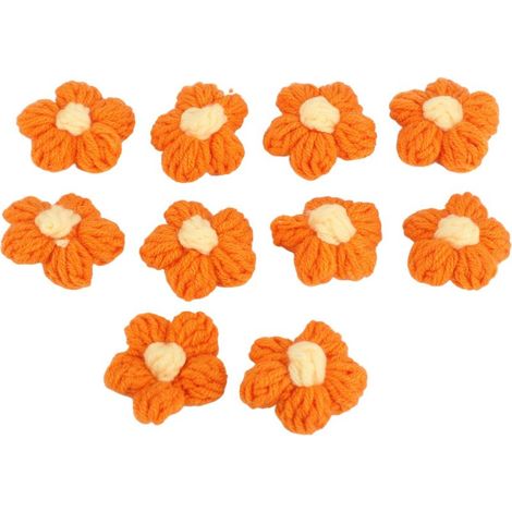 40 fleurs artificielles en laine tricotée, très réalistes, réutilisables, mignonnes, orange, pour la décoration de la maison, d'un bal ou d'un mariage. (1/5)