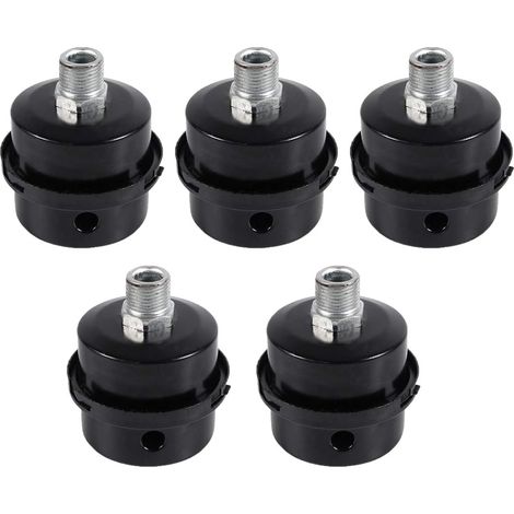 Compresseur d'air Filtre Silencieux,5 Pcs Male Filetage Metal Coque Filtre Silencieux Noir en Métal pour Compresseur d'air (16mm) (1/3)