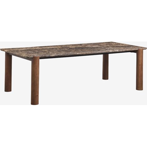 Mesa de comedor rectangular 245x110 cm en madera de mango y mármol Oneca SKLUM (1/5)
