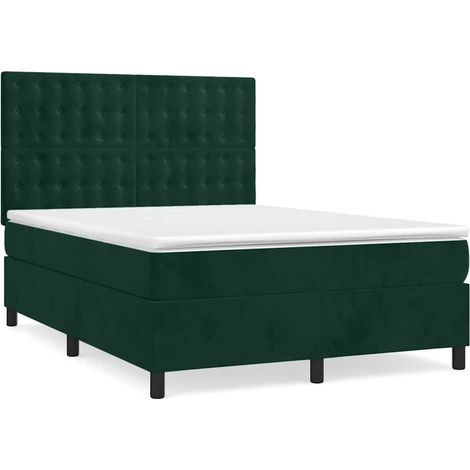 Maison Exclusive - Boxspringbett mit Matratze Dunkelgrün 140x190