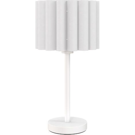 Lampe de table style rétro, lampe de chevet, abat-jour en plastique, interrupteur à bouton-poussoir, blanche (1/5)